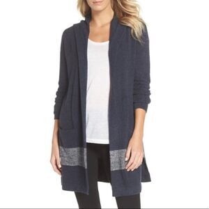 Barefoot Dreams Cozychic Coastal Hooded Cardigan size Medium in Blue